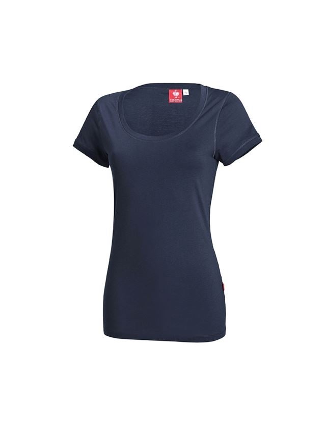 Shirts & Co.: e.s. Long-Shirt cotton, Damen + dunkelblau