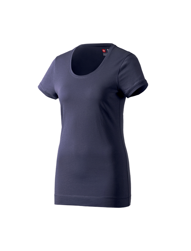 Shirts & Co.: e.s. Long-Shirt cotton, Damen + dunkelblau