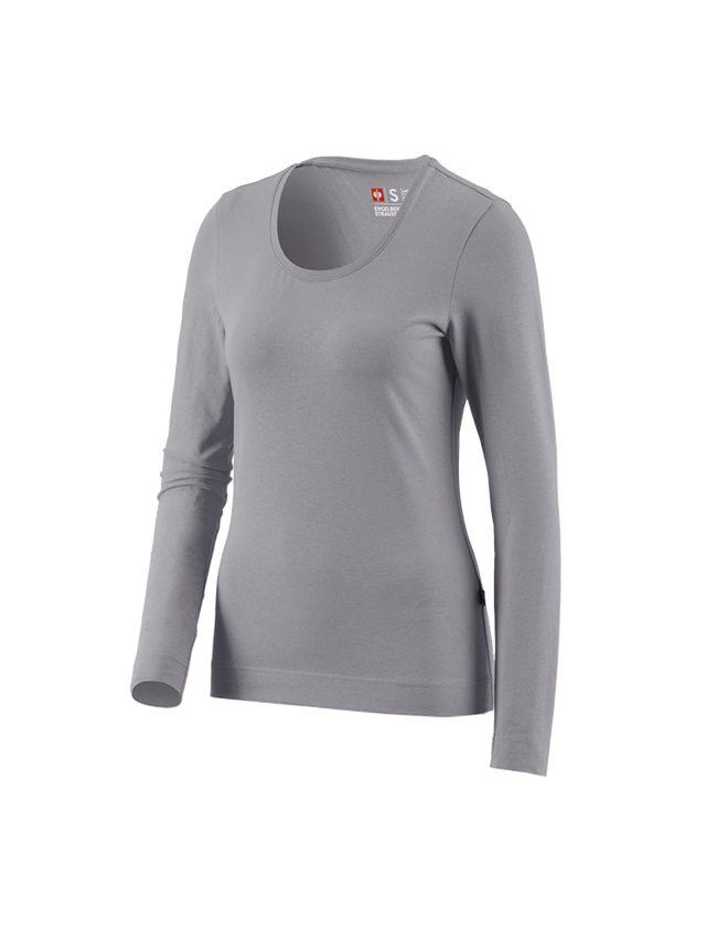 Shirts, Pullover & more: e.s. Long sleeve cotton stretch, ladies' + platinum