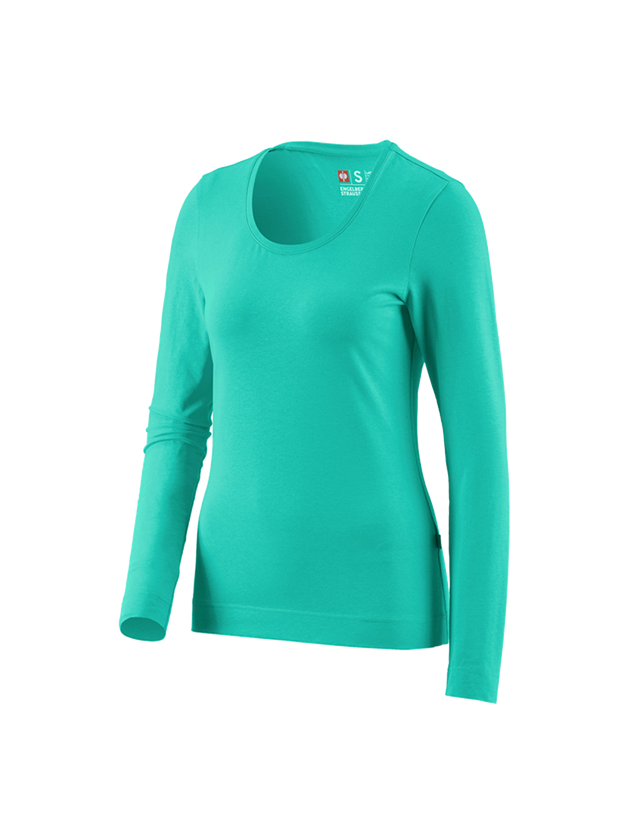 Shirts, Pullover & more: e.s. Long sleeve cotton stretch, ladies' + lagoon