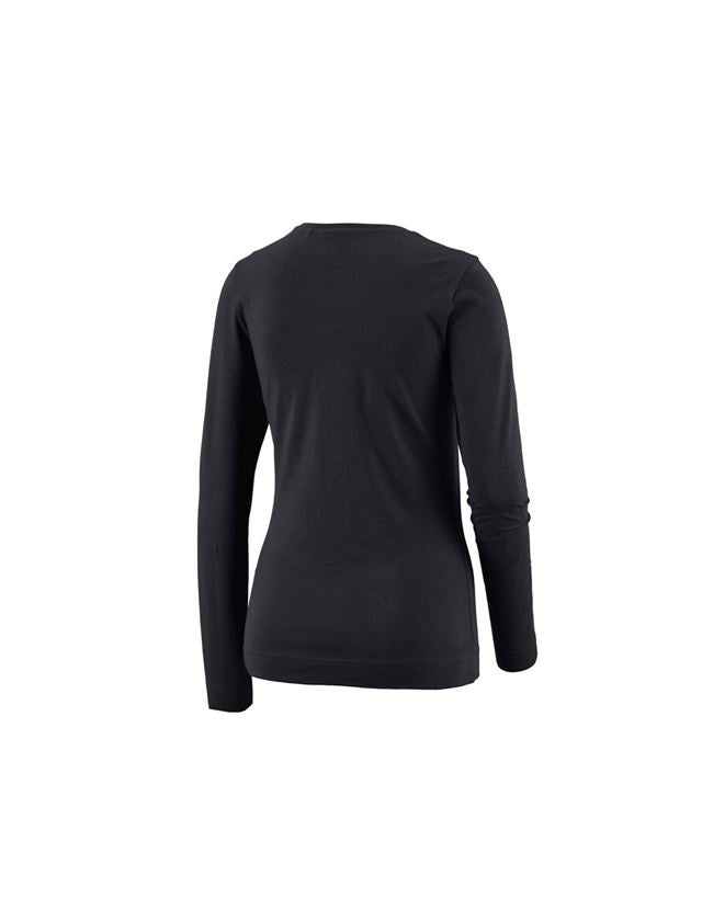 Shirts & Co.: e.s. Longsleeve cotton stretch, Damen + schwarz 1