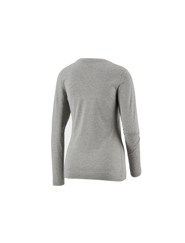 Shirts, Pullover & more: e.s. Long sleeve cotton stretch, ladies' + grey melange 1