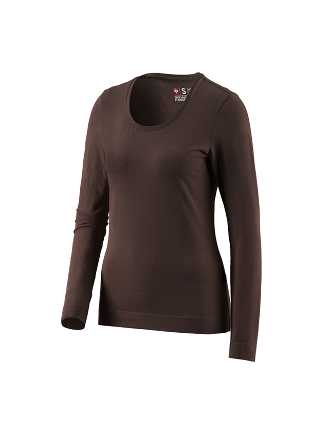 Shirts, Pullover & more: e.s. Long sleeve cotton stretch, ladies' + chestnut