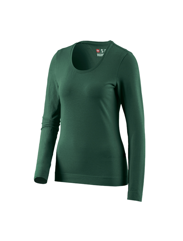 Shirts, Pullover & more: e.s. Long sleeve cotton stretch, ladies' + green