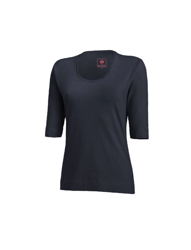 Shirts & Co.: e.s. Shirt 3/4-Arm cotton stretch, Damen + dunkelblau
