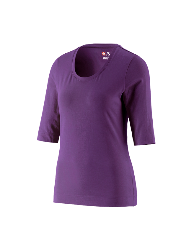 Hauts: e.s. Shirt à manches 3/4 cotton stretch, femmes + violet