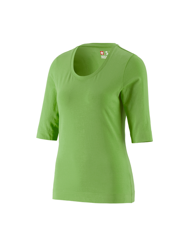 Hauts: e.s. Shirt à manches 3/4 cotton stretch, femmes + vert d'eau 1