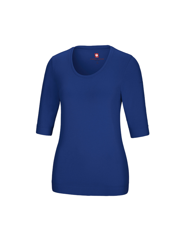 Shirts & Co.: e.s. Shirt 3/4-Arm cotton stretch, Damen + kornblau