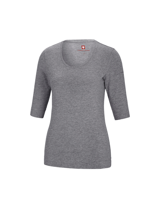 Shirts, Pullover & more: e.s. Shirt 3/4 sleeve cotton stretch, ladies' + grey melange