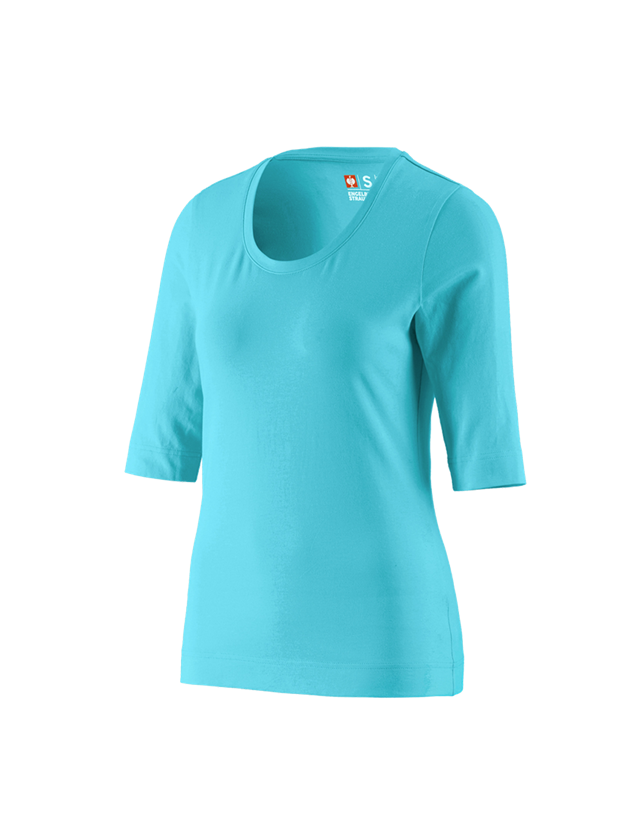 Installateurs / Plombier: e.s. Shirt à manches 3/4 cotton stretch, femmes + bleu capri