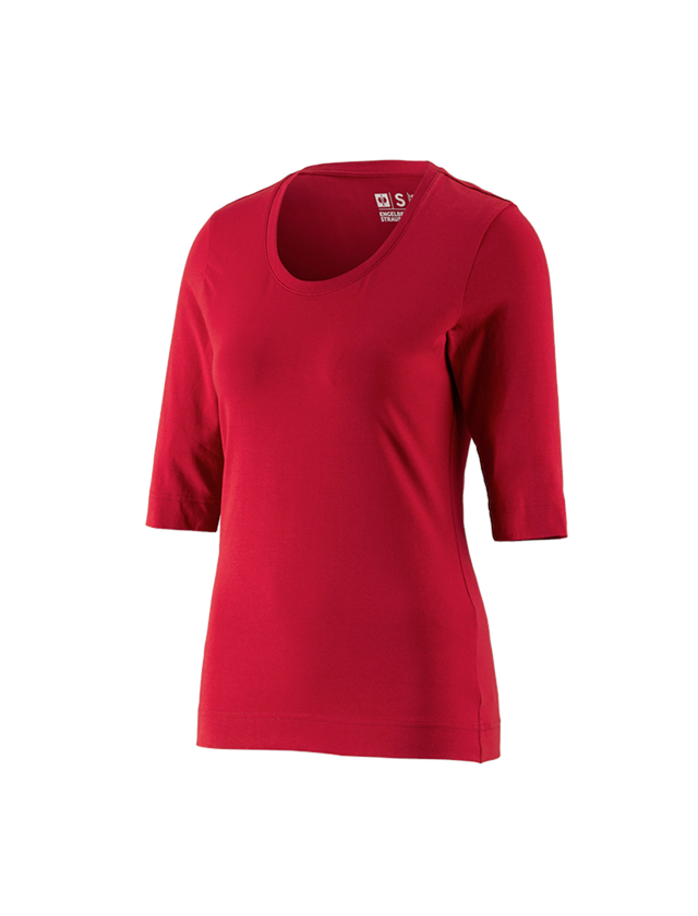 Installateurs / Plombier: e.s. Shirt à manches 3/4 cotton stretch, femmes + rouge vif