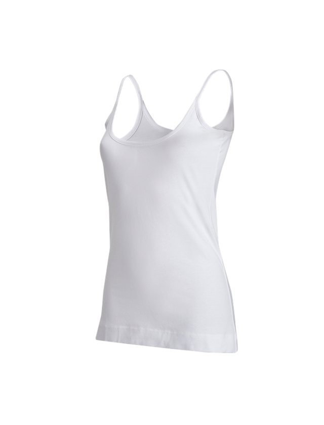 Shirts & Co.: e.s. Spaghetti-Top cotton stretch, Damen + weiß