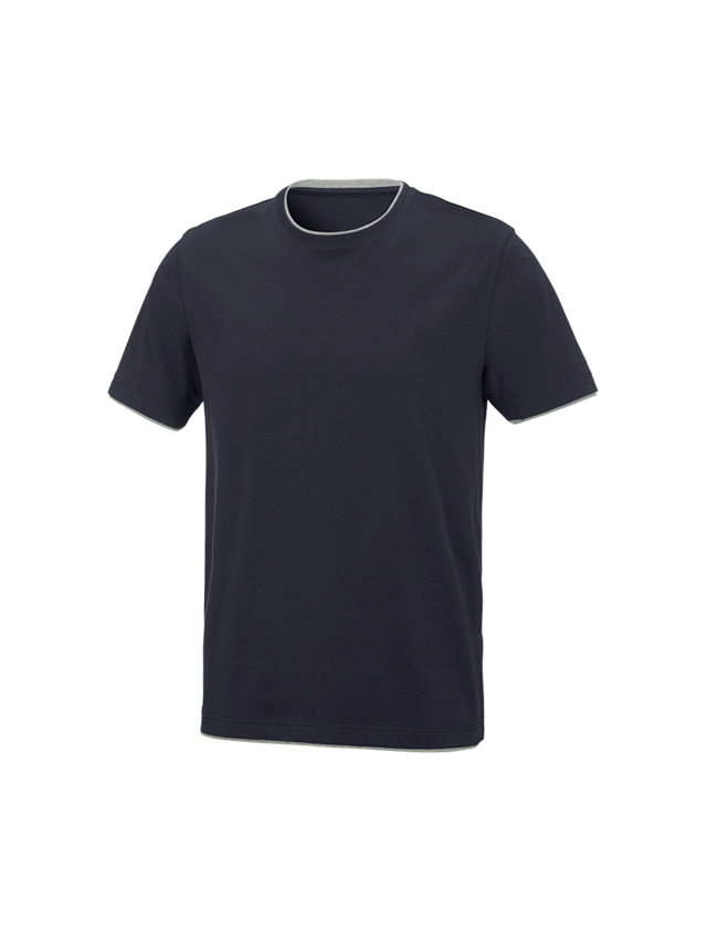 Shirts & Co.: e.s. T-Shirt cotton stretch Layer + dunkelblau/graumeliert 2