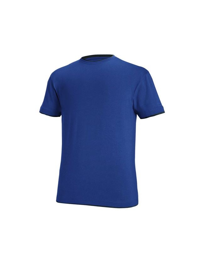 Shirts & Co.: e.s. T-Shirt cotton stretch Layer + kornblau/schwarz 2