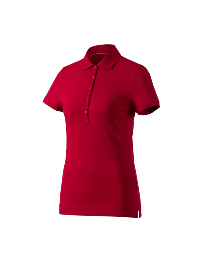 Hauts: e.s. Polo cotton stretch, femmes + rouge vif