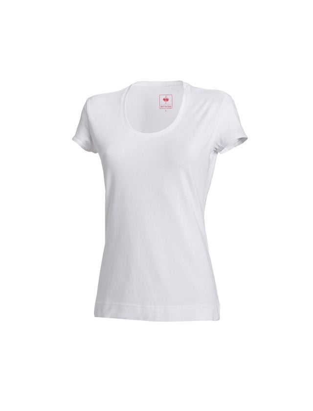 Shirts & Co.: e.s. T-Shirt cotton stretch, Damen + weiß 1