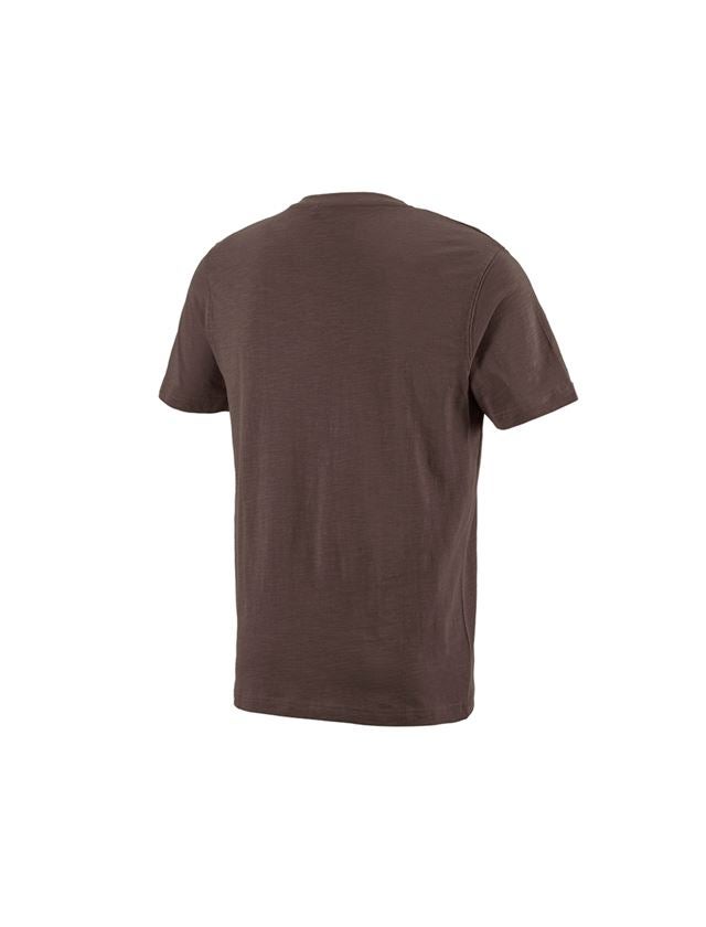 Shirts, Pullover & more: e.s. T-shirt cotton slub V-Neck + chestnut 1