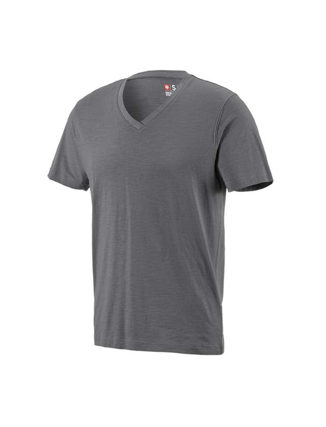 Shirts, Pullover & more: e.s. T-shirt cotton slub V-Neck + cement