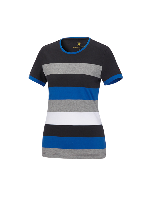 Shirts, Pullover & more: e.s. Pique-Shirt  cotton stripe, ladies' + graphite/gentian blue