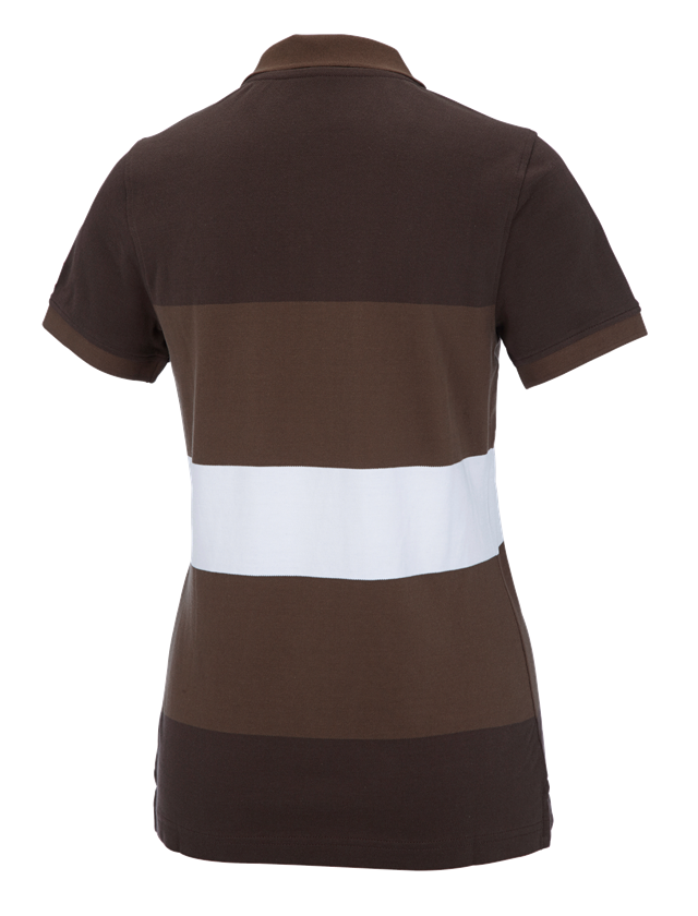 Shirts & Co.: e.s. Piqué-Polo cotton stripe, Damen + kastanie/haselnuss 1
