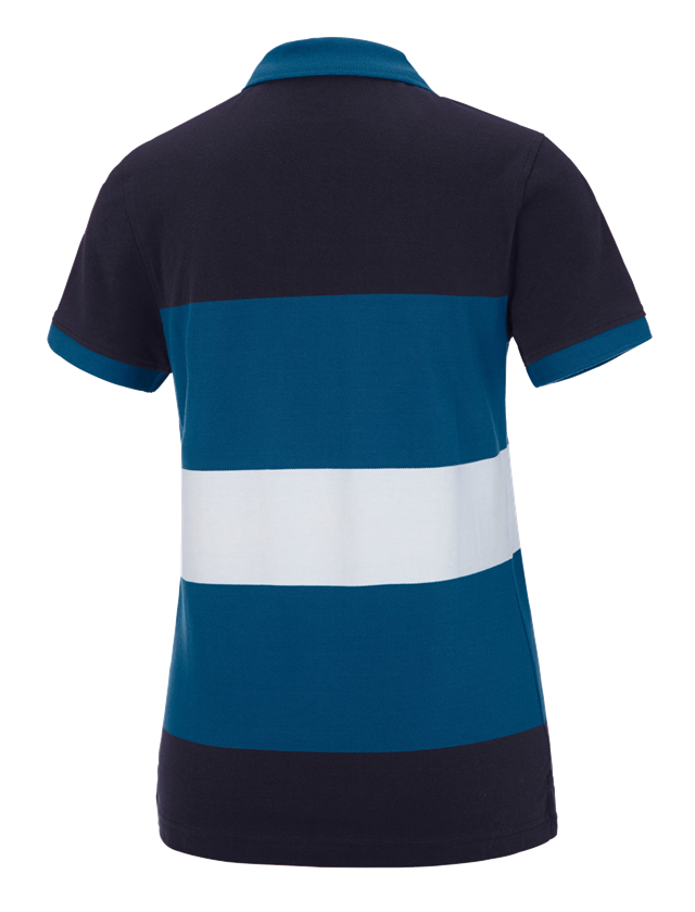 Themen: e.s. Piqué-Polo cotton stripe, Damen + dunkelblau/atoll 1