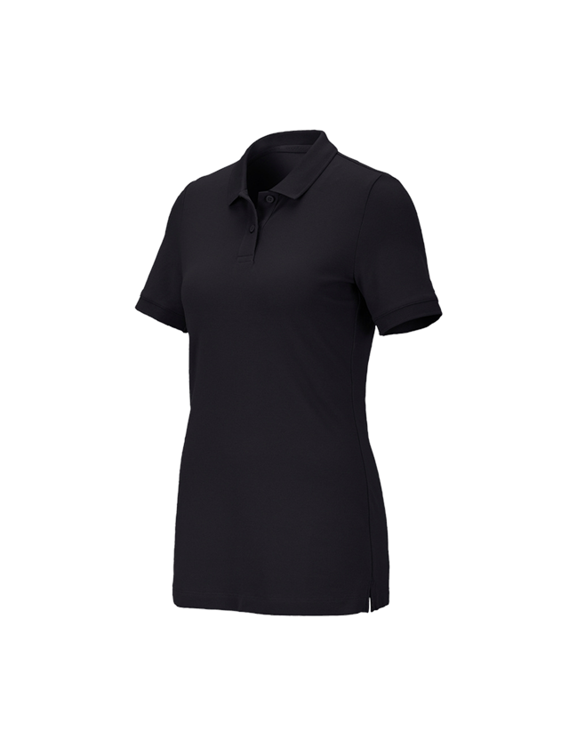 Shirts & Co.: e.s. Piqué-Polo cotton stretch, Damen + schwarz 1