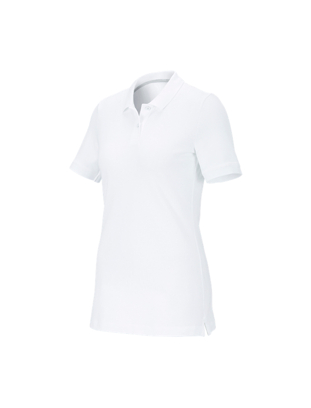 Shirts & Co.: e.s. Piqué-Polo cotton stretch, Damen + weiß 1
