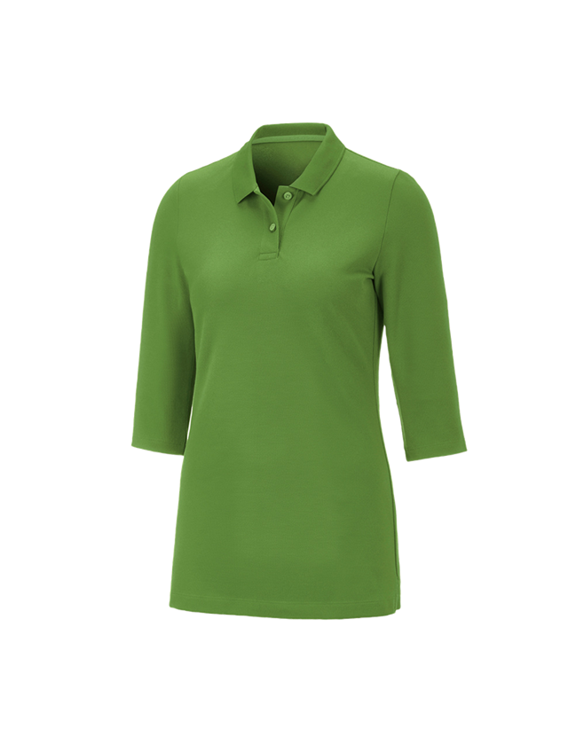 Topics: e.s. Pique-Polo 3/4-sleeve cotton stretch, ladies' + seagreen