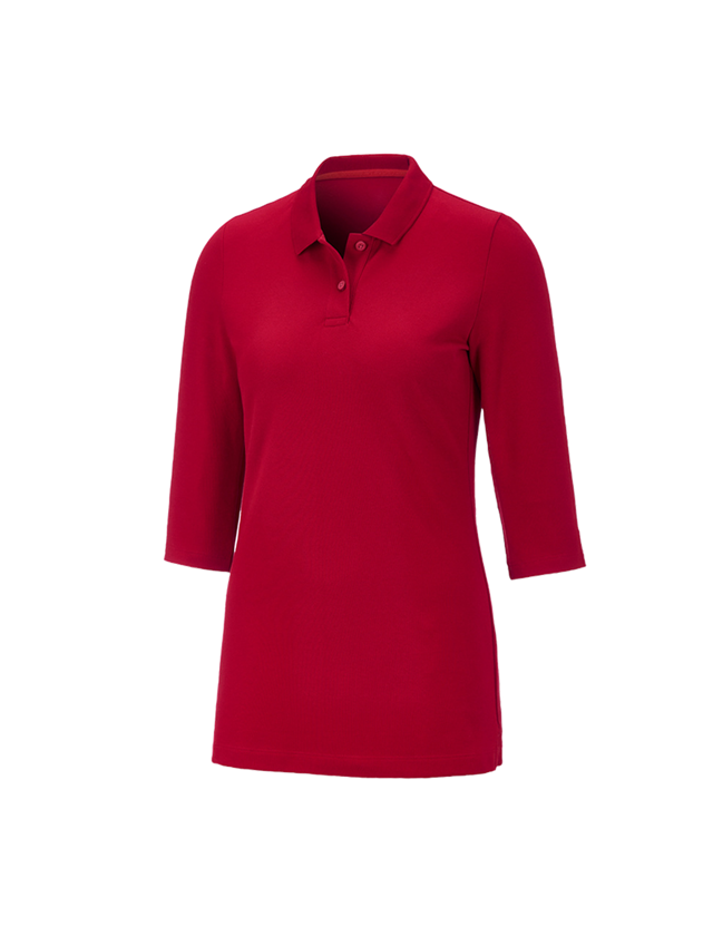 Shirts & Co.: e.s. Piqué-Polo 3/4 Arm cotton stretch, Damen + feuerrot
