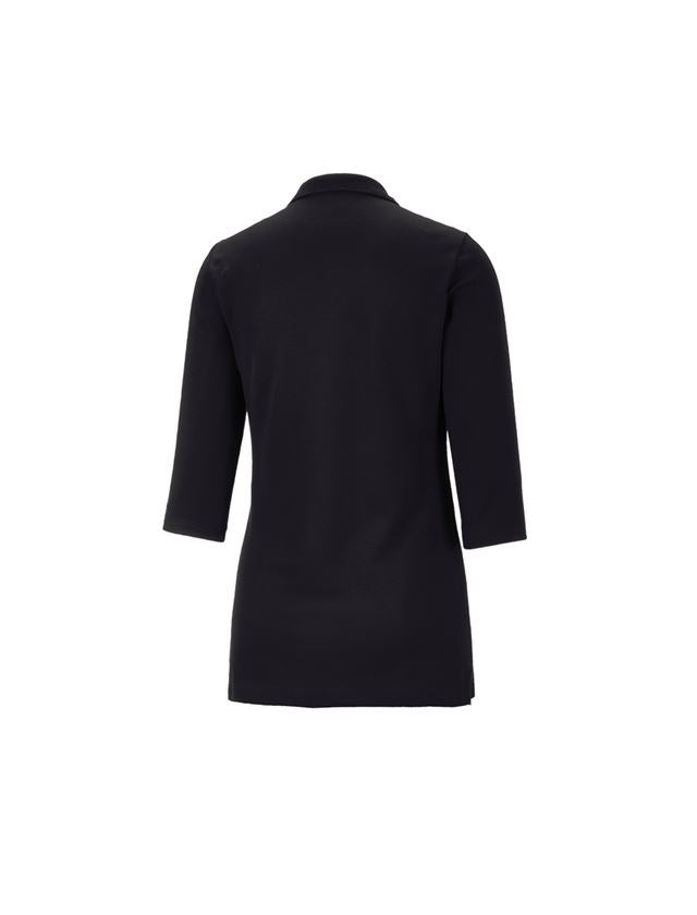 Shirts & Co.: e.s. Piqué-Polo 3/4 Arm cotton stretch, Damen + schwarz 1