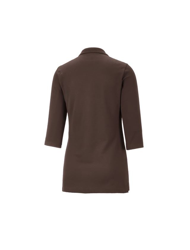 Shirts & Co.: e.s. Piqué-Polo 3/4 Arm cotton stretch, Damen + kastanie 1