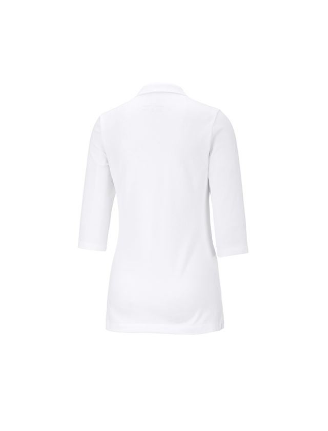 Shirts & Co.: e.s. Piqué-Polo 3/4 Arm cotton stretch, Damen + weiß 1