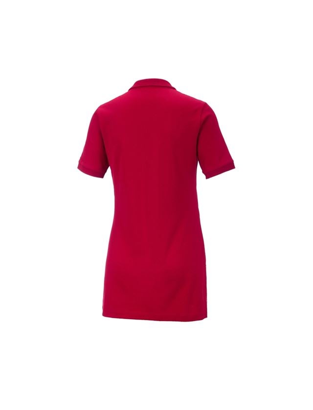 Shirts & Co.: e.s. Piqué-Polo cotton stretch, Damen, long fit + feuerrot 2