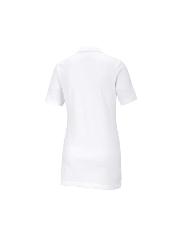Shirts & Co.: e.s. Piqué-Polo cotton stretch, Damen, long fit + weiß 2