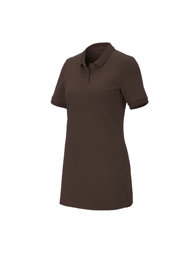 Shirts, Pullover & more: e.s. Pique-Polo cotton stretch, ladies', long fit + chestnut 1