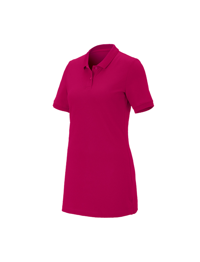 Shirts, Pullover & more: e.s. Pique-Polo cotton stretch, ladies', long fit + berry 1