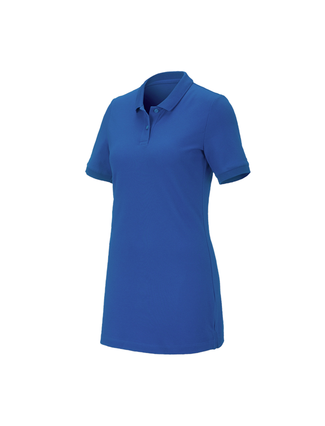 Shirts & Co.: e.s. Piqué-Polo cotton stretch, Damen, long fit + enzianblau 1