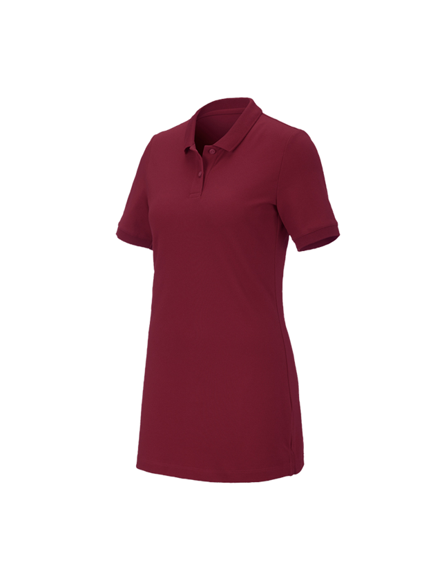 Shirts & Co.: e.s. Piqué-Polo cotton stretch, Damen, long fit + bordeaux 1