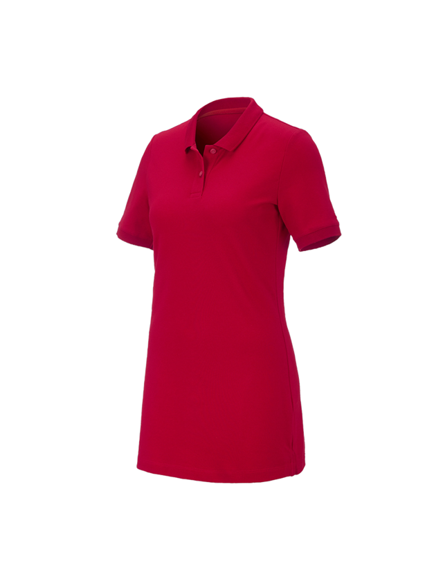 Shirts & Co.: e.s. Piqué-Polo cotton stretch, Damen, long fit + feuerrot 1