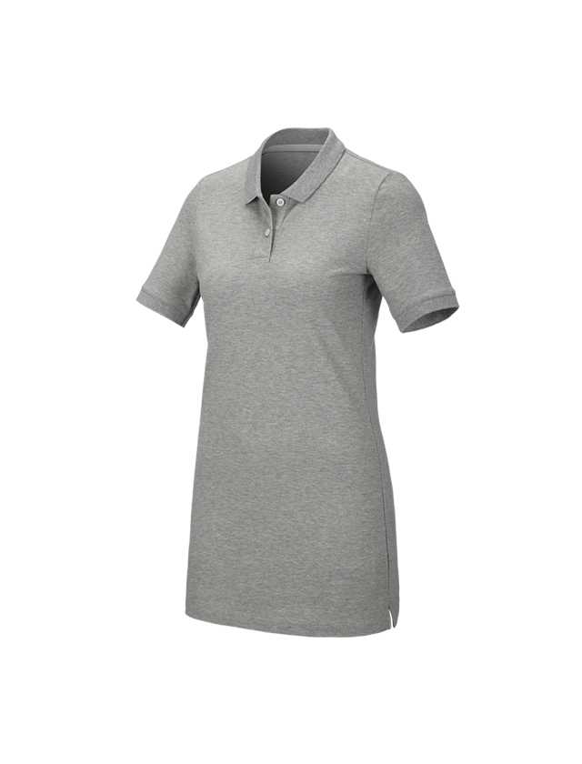 Shirts, Pullover & more: e.s. Pique-Polo cotton stretch, ladies', long fit + grey melange 1