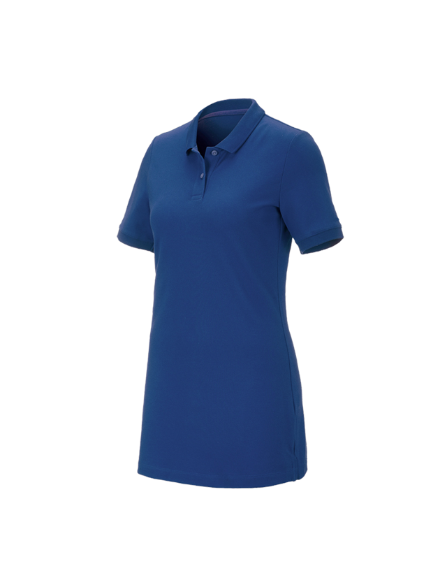 Shirts & Co.: e.s. Piqué-Polo cotton stretch, Damen, long fit + alkaliblau 1