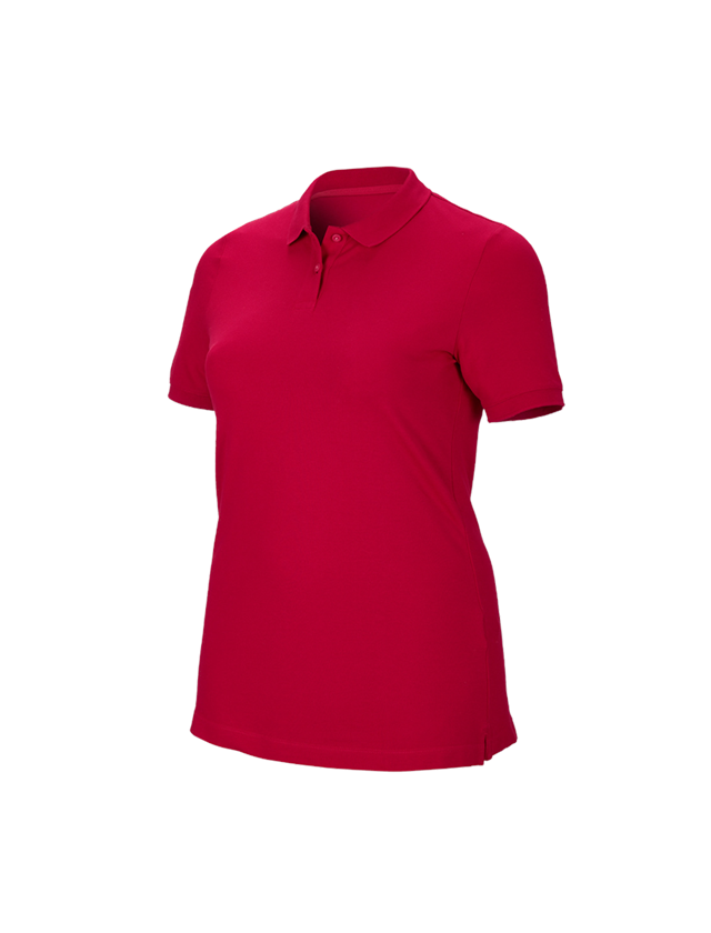 Shirts, Pullover & more: e.s. Pique-Polo cotton stretch, ladies', plus fit + fiery red 1