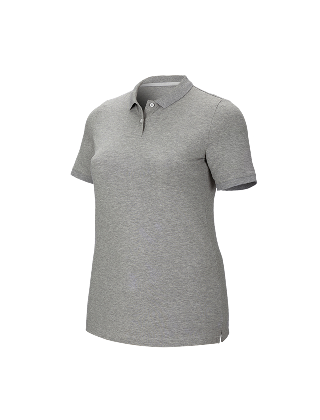 Shirts, Pullover & more: e.s. Pique-Polo cotton stretch, ladies', plus fit + grey melange 1
