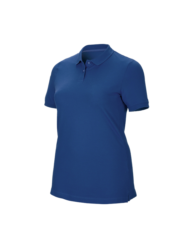 Shirts & Co.: e.s. Piqué-Polo cotton stretch, Damen, plus fit + alkaliblau 1