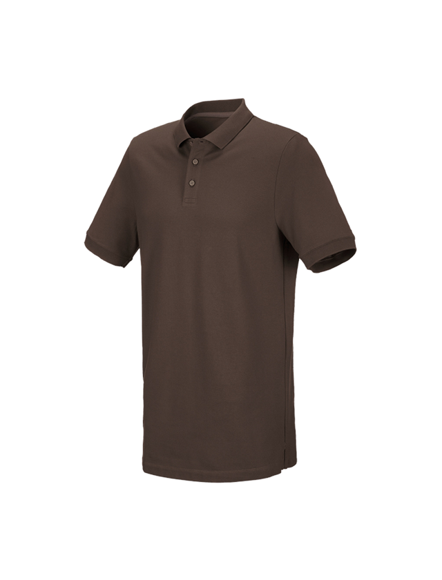 Shirts, Pullover & more: e.s. Piqué-Polo cotton stretch, long fit + chestnut 1