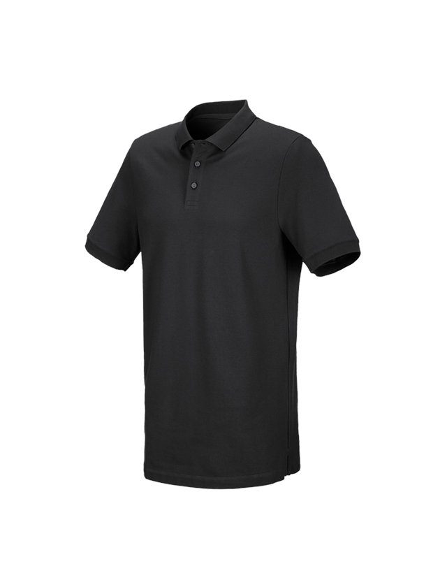Shirts & Co.: e.s. Piqué-Polo cotton stretch, long fit + schwarz 1