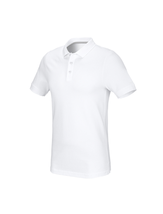 Themen: e.s. Piqué-Polo cotton stretch, slim fit + weiß 1