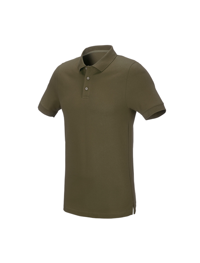 Shirts & Co.: e.s. Piqué-Polo cotton stretch, slim fit + schlammgrün 1