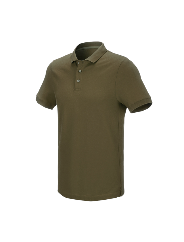 Shirts, Pullover & more: e.s. Pique-Polo cotton stretch + mudgreen 1