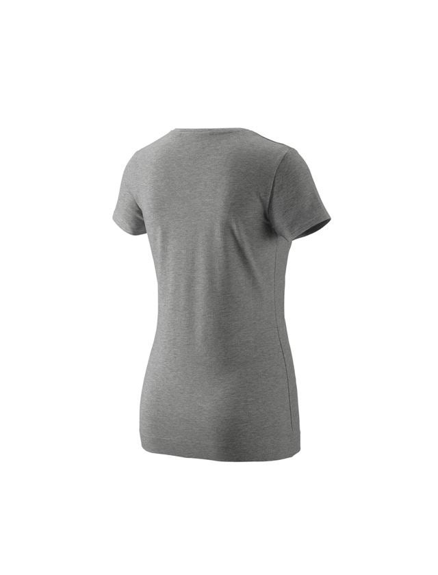 Shirts & Co.: e.s. T-Shirt 1908, Damen + graumeliert/weiß 1